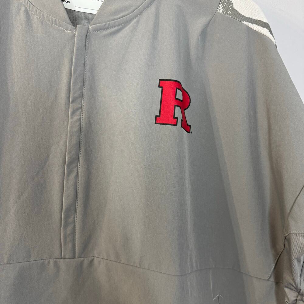 Adidas Rutgers 1/4 Zip Grey Sport LS Pullover Jacket Men's L Tall Lightweight - Picture 4 of 11